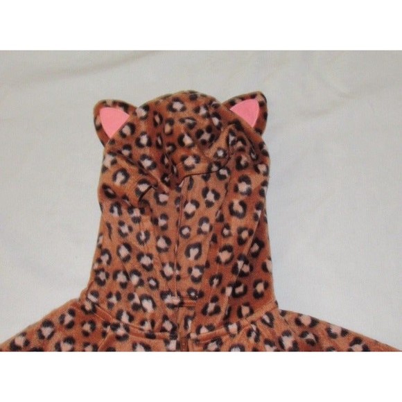 NEW One-Piece Pajamas S (7) Blanket Sleeper Union Suit Hooded Cheetah Fleece - Picture 5 of 8